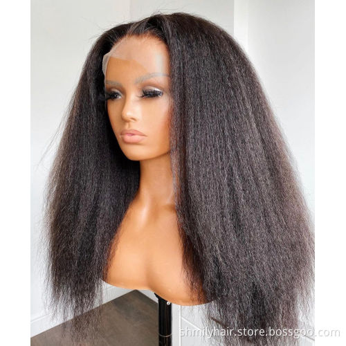 Wholesale Virgin Hair Cuticle Aligned Lace Front Indian Kinky Straight Wig Natural Hair Brazilian Lace Wigs 100% Human Hair